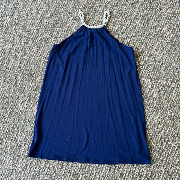 EUC Megan Masters blue dress with silver rope neckline, size Small - Picture 5 of 8